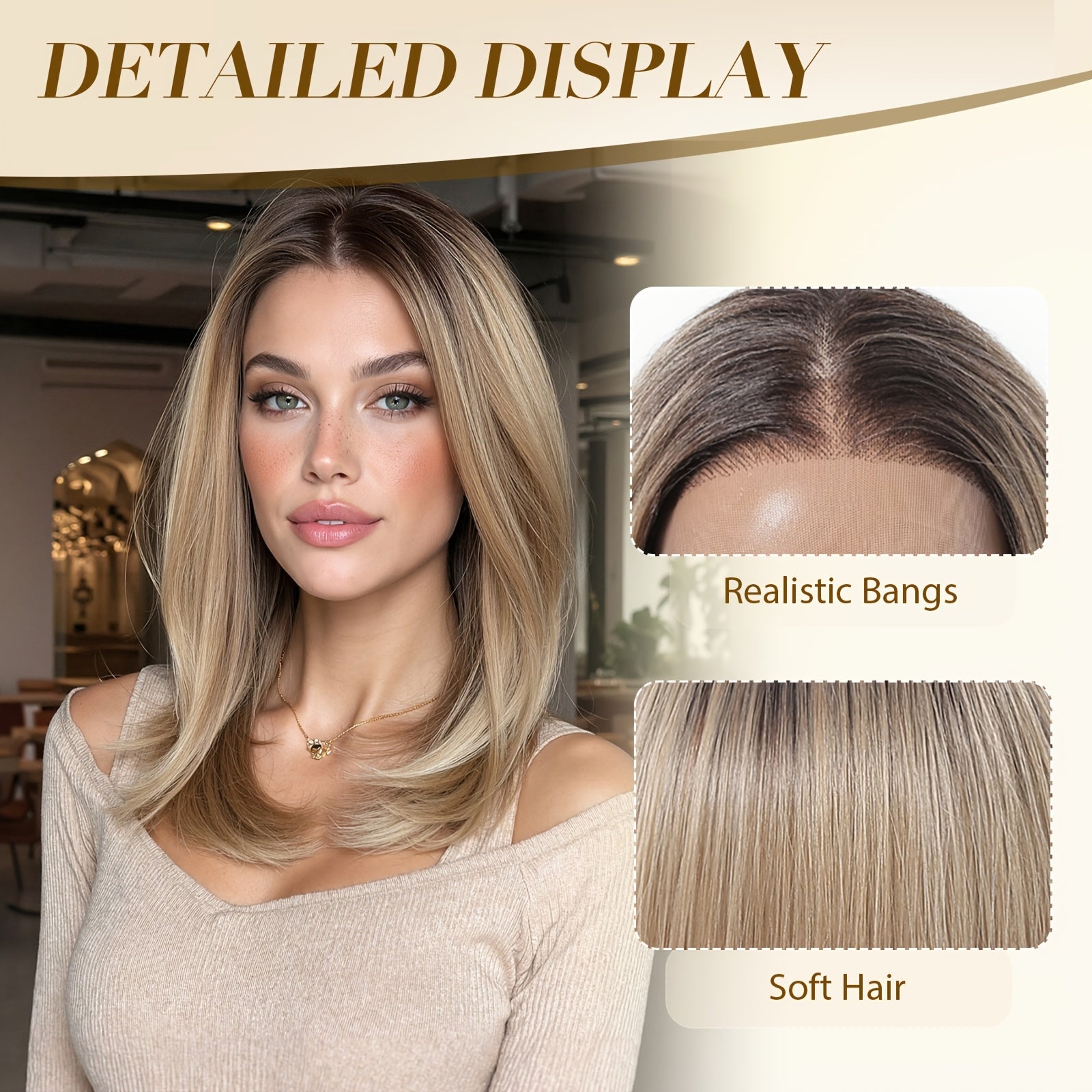 13x6 HD Transparent Lace Front Wig 14Inch Highlight Brown Color Short Bob Synthetic Lace Wig Glueless Lace Wig with Pre Plucked Natrural Hairline Daily Wear Party-Natural Look & Comfort Fit Elegant Style Versatile for Woman