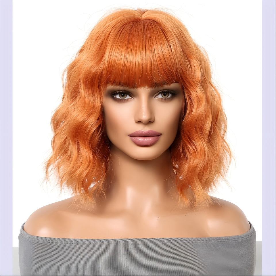 10inch Women's Short Hair Wig Glueless Suitable for Busy Working Moms & Professionals - Natural Textured Synthetic Fiber Wig with Curly, Instant Volume & for Daily Wear, Special Occasions, No Glue Wig