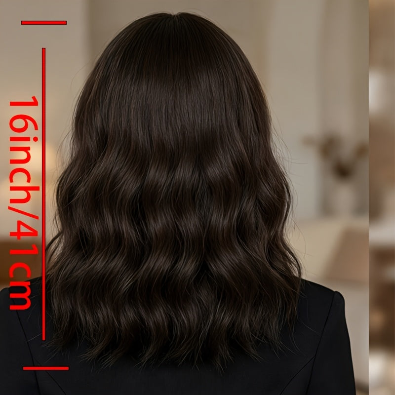 Women'S Gift Wig | High-Density Synthetic Fiber, Thick And Voluminous Curly Wave Design, Suitable For Everyday And Special Occasions, Beginner-Friendly And Easy-To-Style, Medium-Length, Rose Net Cap, Multifunctional